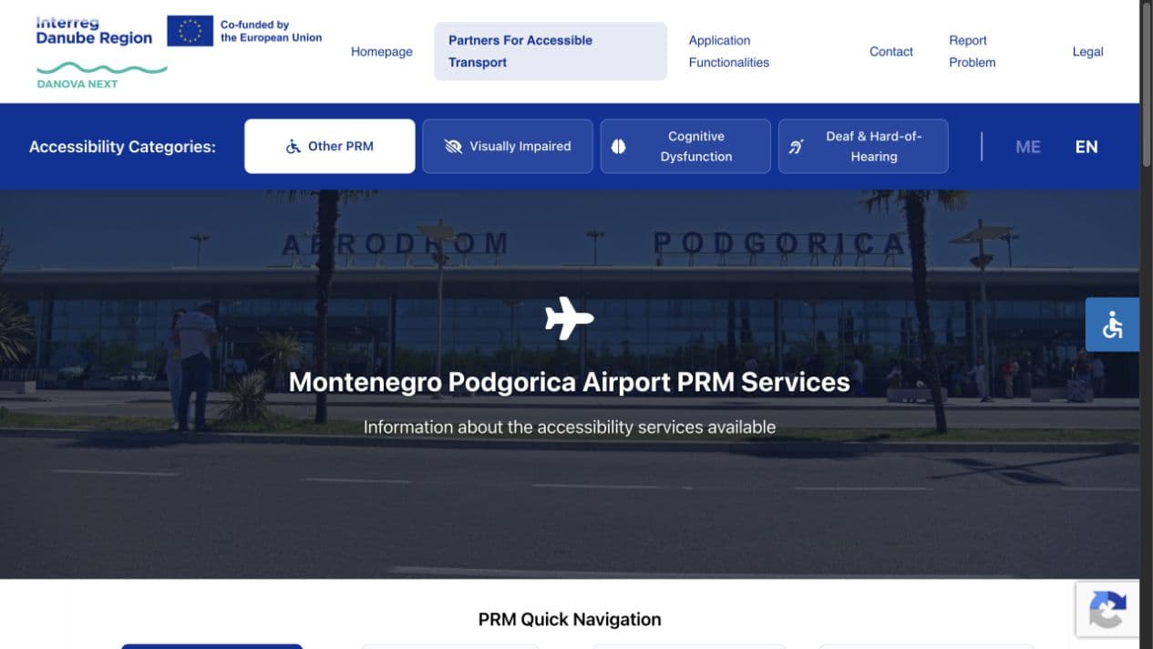 Partner accessibility page with disability categories and language controls