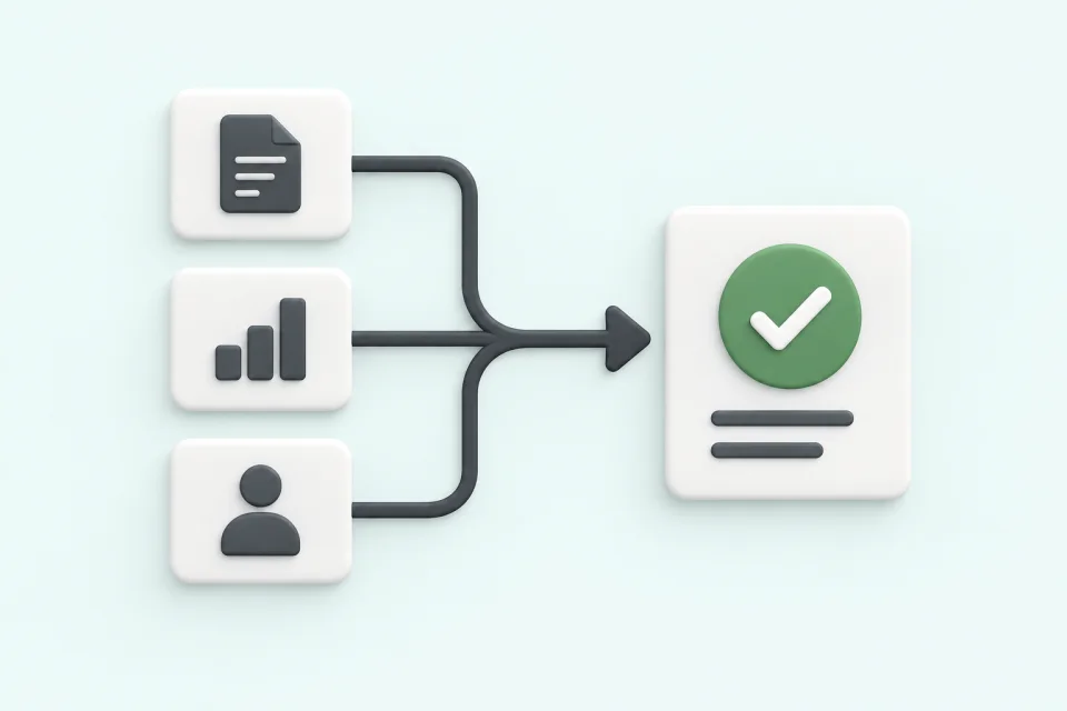 Three process inputs connected to a confirmed recommendation